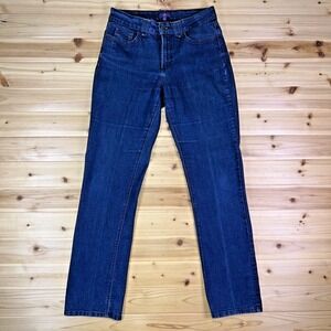 NYDJ Jeans Womens 6 Straight Leg Mid Rise Dark Wash Denim Blue Jeans